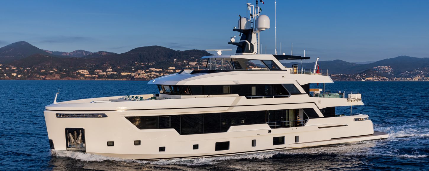 Luxury yacht in Caribbean turquoise waters